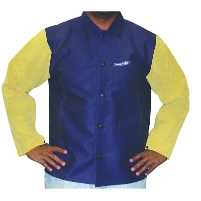 BW 1201-2XL NAVY BLUE FRCOTTON JACKET/LEATHER SL